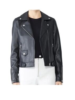 Slate willow size small leather moto jacket